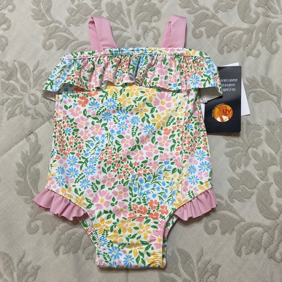 Girls floral One piece swimsuit size 12 months brand James & Lottie